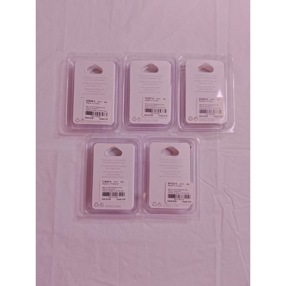 Claire's Icing Lot of 5 New Packages Body Jewelry for Nose Hoops Studs Variety - Picture 3 of 11